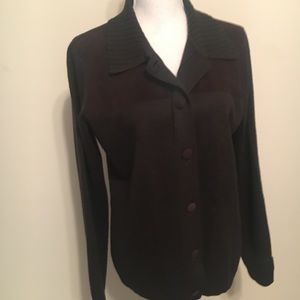 Brown sweater with suede inserts. Size medium